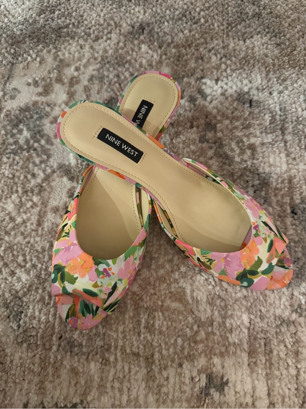Nine West Luvlie Floral Peep-Toe heels in Pink & Greens